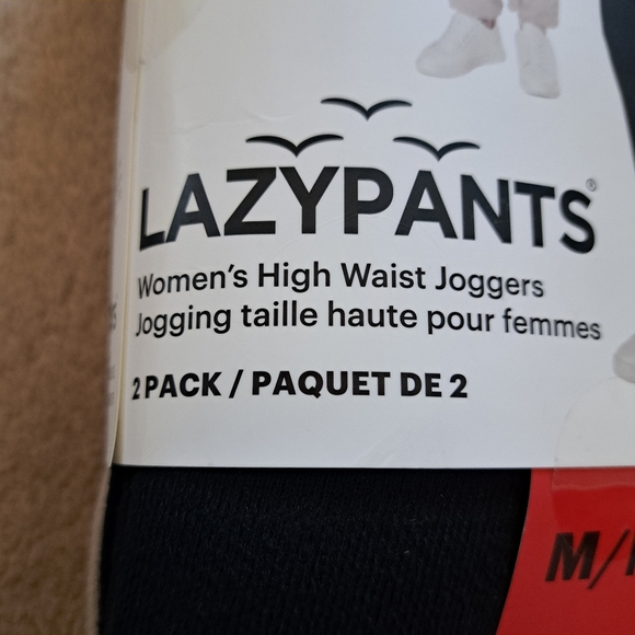 New! Lazy Pants Joggers 2 Pack High Waist Casual Knit Pants Black Beige Medium - Picture 6 of 11